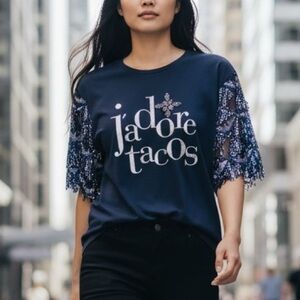 Josefina by Vero Solis embellished with Sequin Sleeves